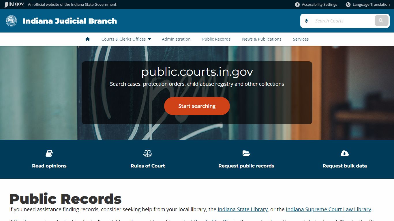 Indiana Judicial Branch: Public Records - IN.gov